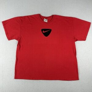 Vtg Y2K Nike Center Swoosh T Shirt Men's‎ 2XL Red Black Short Sleeve Skater
